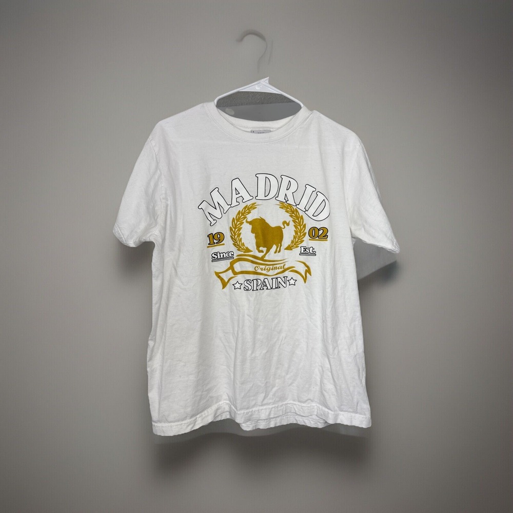 Kostablanca Madrid Spain T Shirt Adult Large White Metallic Bull Print